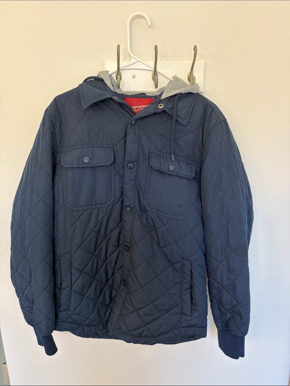Arizona Jean Company Quilted Navy Jacket with Gray Hood